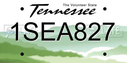 1SEA827 Tennessee License Plate