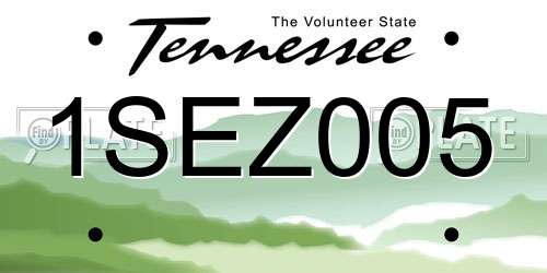 1SEZ005 Tennessee License Plate
