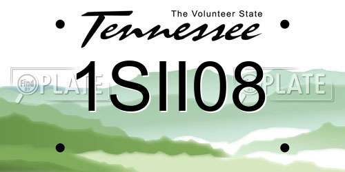 1SII08 Tennessee License Plate