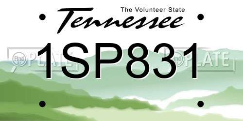 1SP831 Tennessee License Plate
