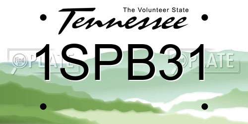 1SPB31 Tennessee License Plate