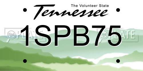 1SPB75 Tennessee License Plate