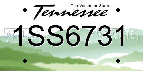1SS6731 Tennessee License Plate