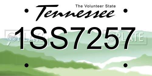 1SS7257 Tennessee License Plate