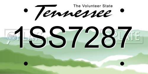 1SS7287 Tennessee License Plate