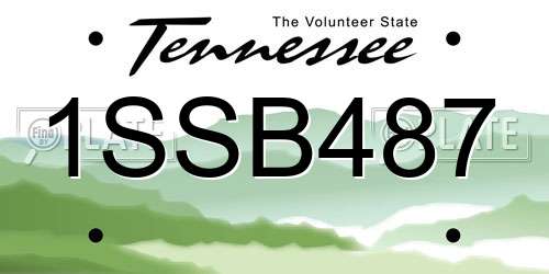 1SSB487 Tennessee License Plate