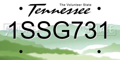 1SSG731 Tennessee License Plate