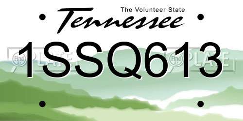 1SSQ613 Tennessee License Plate