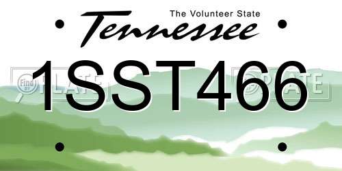 1SST466 Tennessee License Plate
