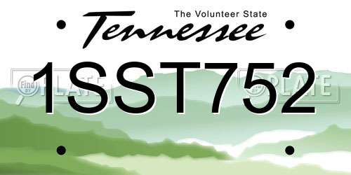 1SST752 Tennessee License Plate