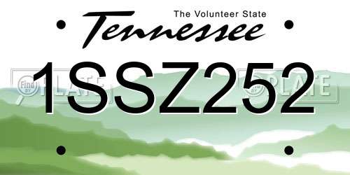 1SSZ252 Tennessee License Plate