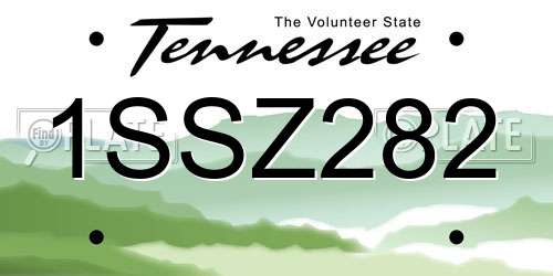1SSZ282 Tennessee License Plate