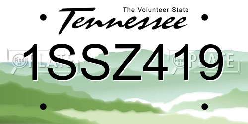 1SSZ419 Tennessee License Plate