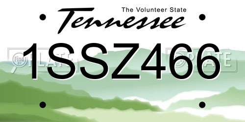 1SSZ466 Tennessee License Plate