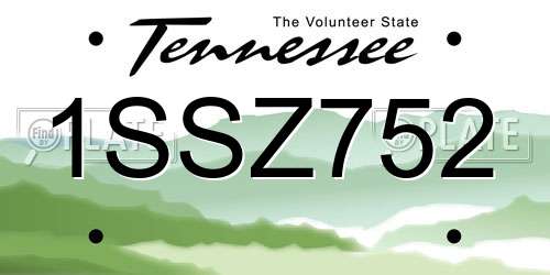 1SSZ752 Tennessee License Plate