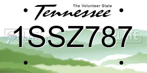 1SSZ787 Tennessee License Plate