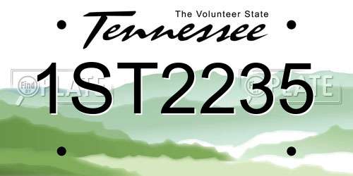 1ST2235 Tennessee License Plate