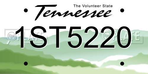 1ST5220 Tennessee License Plate