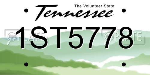 1ST5778 Tennessee License Plate