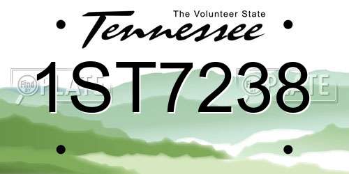 1ST7238 Tennessee License Plate