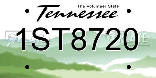 1ST8720 Tennessee License Plate