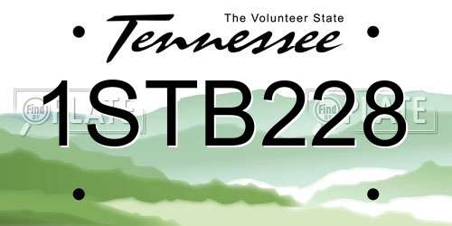 1STB228 Tennessee License Plate