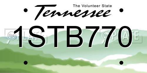 1STB770 Tennessee License Plate