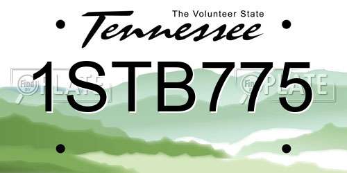 1STB775 Tennessee License Plate