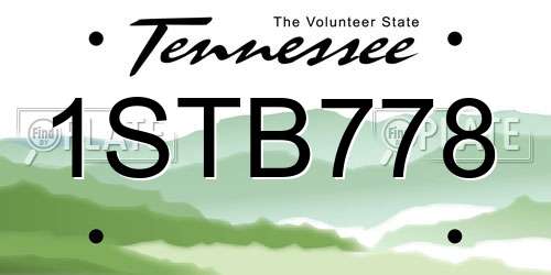 1STB778 Tennessee License Plate