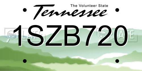 1SZB720 Tennessee License Plate