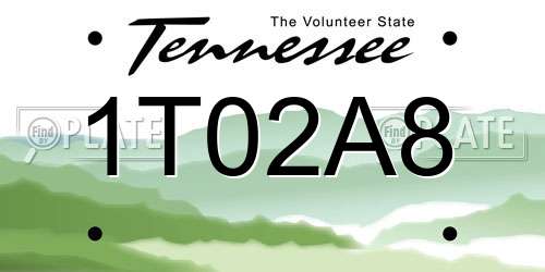 1T02A8 Tennessee License Plate