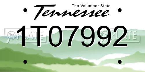 1T07992 Tennessee License Plate