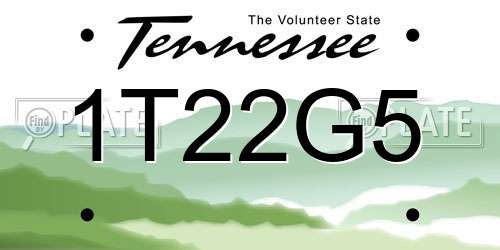1T22G5 Tennessee License Plate