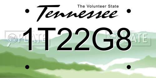 1T22G8 Tennessee License Plate