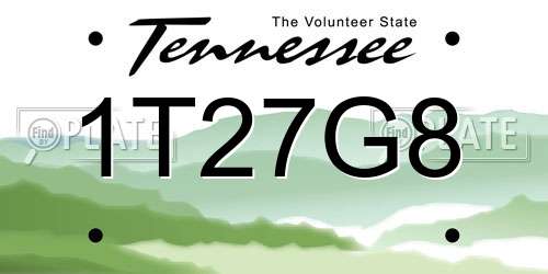 1T27G8 Tennessee License Plate