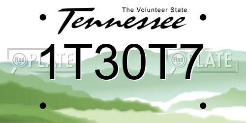1T30T7 Tennessee License Plate