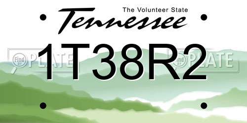 1T38R2 Tennessee License Plate