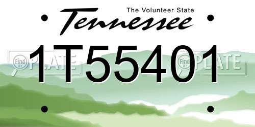 1T55401 Tennessee License Plate