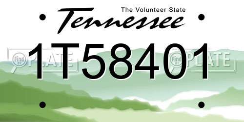 1T58401 Tennessee License Plate