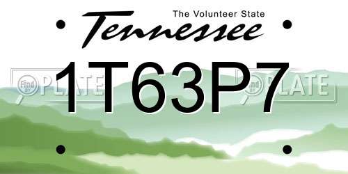 1T63P7 Tennessee License Plate
