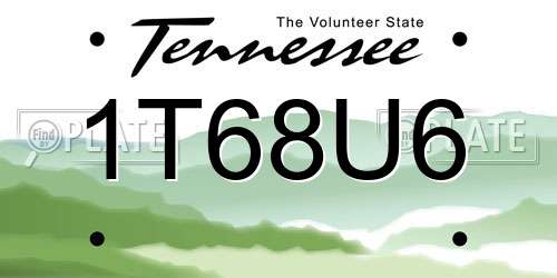 1T68U6 Tennessee License Plate