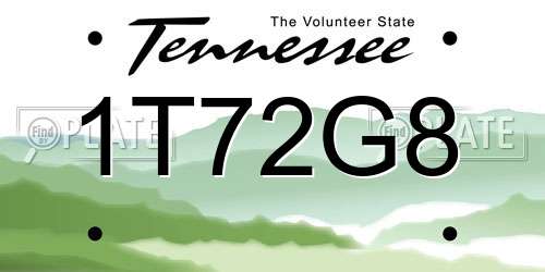 1T72G8 Tennessee License Plate