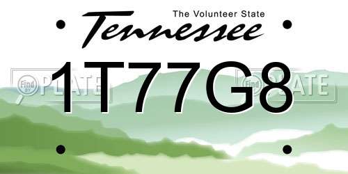 1T77G8 Tennessee License Plate