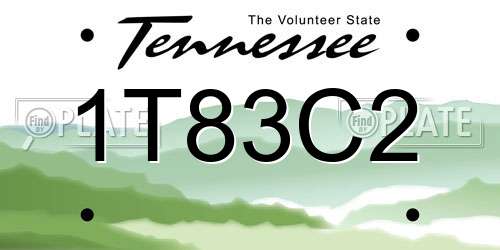 1T83C2 Tennessee License Plate