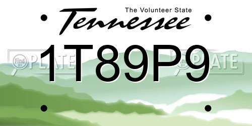 1T89P9 Tennessee License Plate