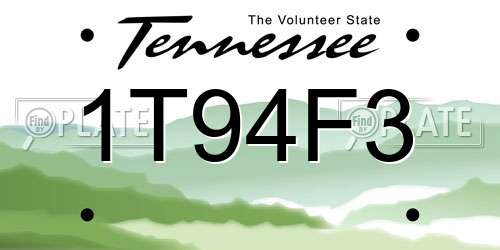 1T94F3 Tennessee License Plate