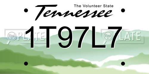 1T97L7 Tennessee License Plate