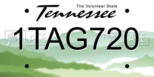 1TAG720 Tennessee License Plate