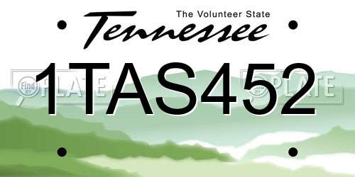 1TAS452 Tennessee License Plate