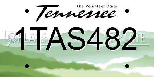 1TAS482 Tennessee License Plate